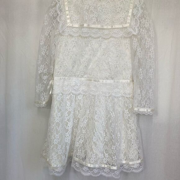 Jessica McClintock vintage 90’s ivory white lace Victorian wedding dress 6 - Picture 3 of 10